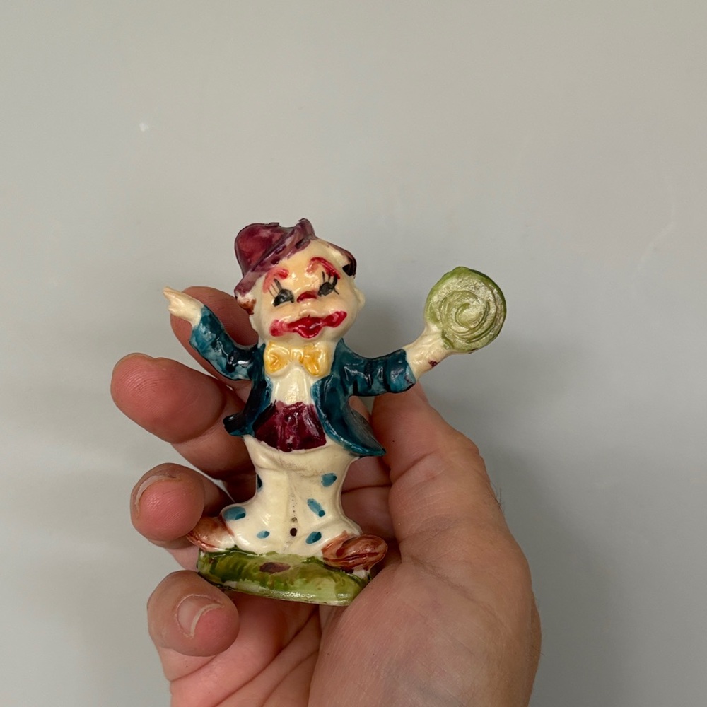 Vintage Colorful Clown Figurine 1980s